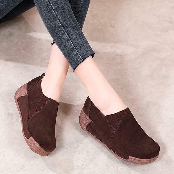 Suede Leather Platform Moccasins