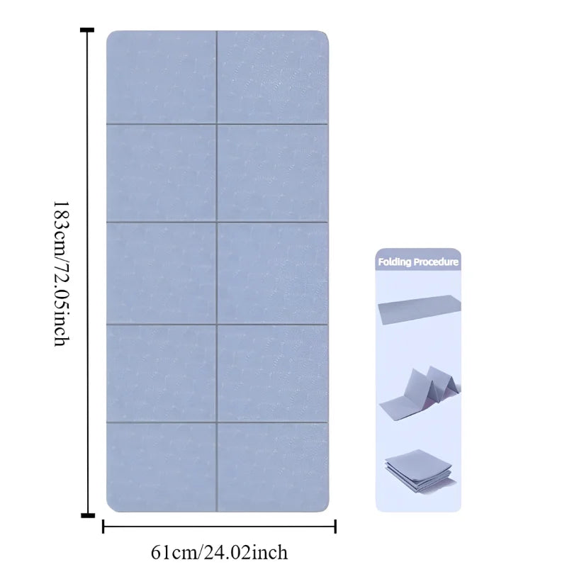 Foldable Eco-Friendly Non-Slip Yoga Mat for Fitness and Pilates 183x61 cm