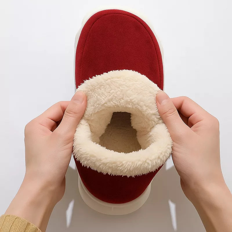 Winter plush slippers with thick sole