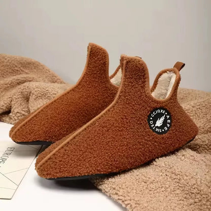 Winter Plush Slippers with Closed Toe and Non-Slip Sole