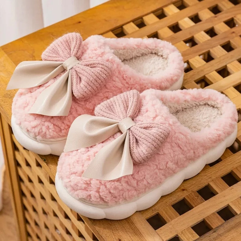 Women's warm winter fur slippers