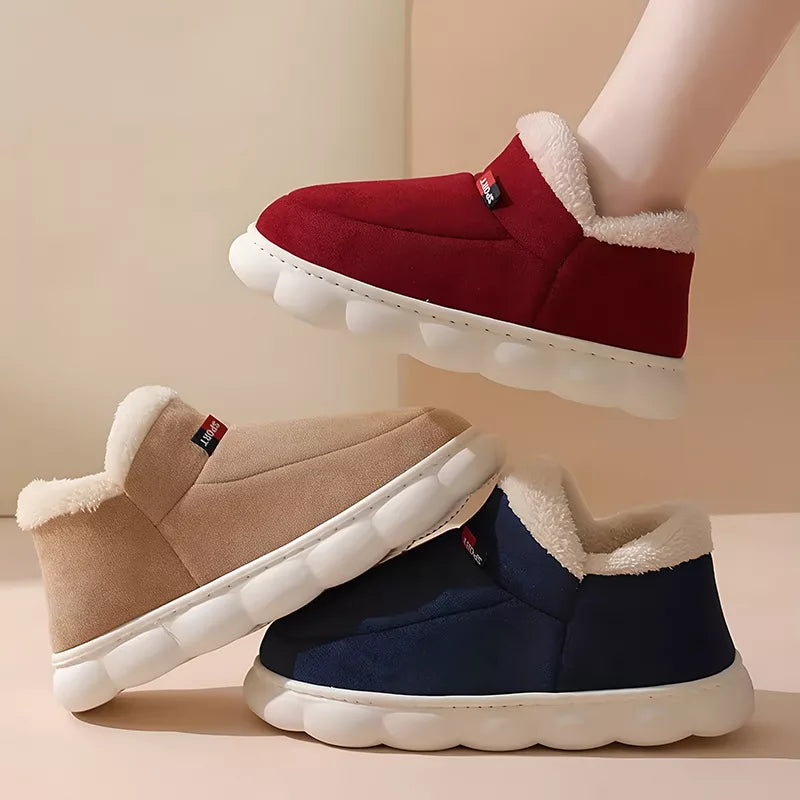 Winter plush slippers with thick sole