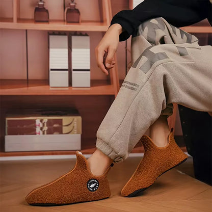 Winter Plush Slippers with Closed Toe and Non-Slip Sole