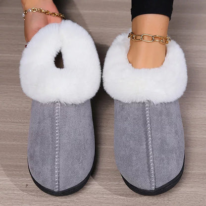 Plush house slippers with thick sole