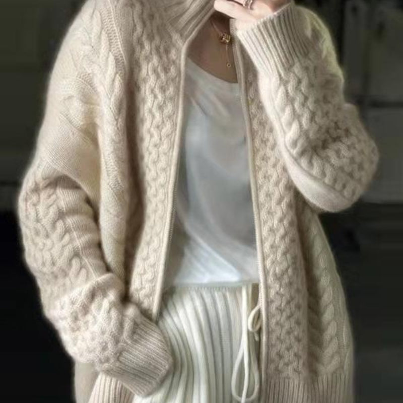 Adriana | Cardigan Lungo Donna in Cashmere con Cerniera Ð Stile Elegante per Comfort Quotidiano 2