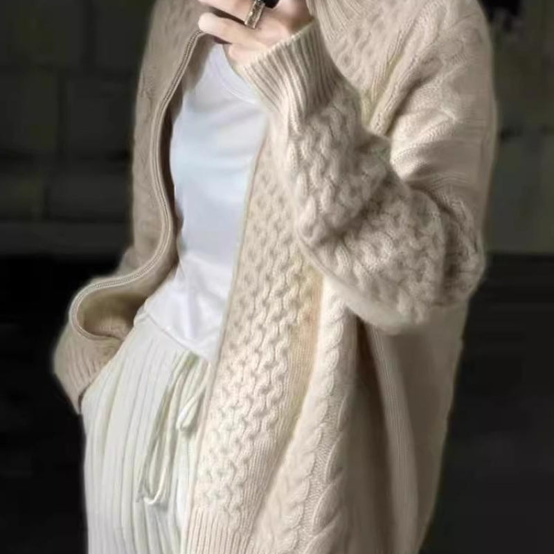 Adriana | Cardigan Lungo Donna in Cashmere con Cerniera Ð Stile Elegante per Comfort Quotidiano 3