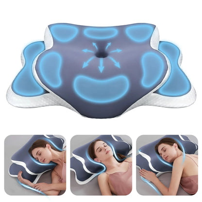 Ergonomic Cervical Pillow in Memory Foam with Adjustable Silk Pillowcase