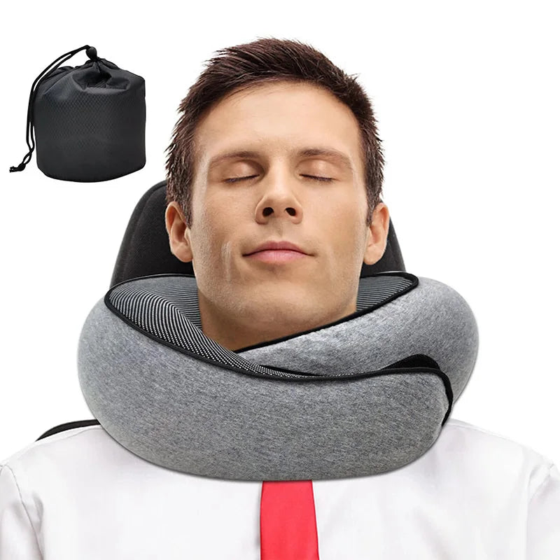 U-Shaped Memory Foam Travel Pillow - Adjustable Neck Support