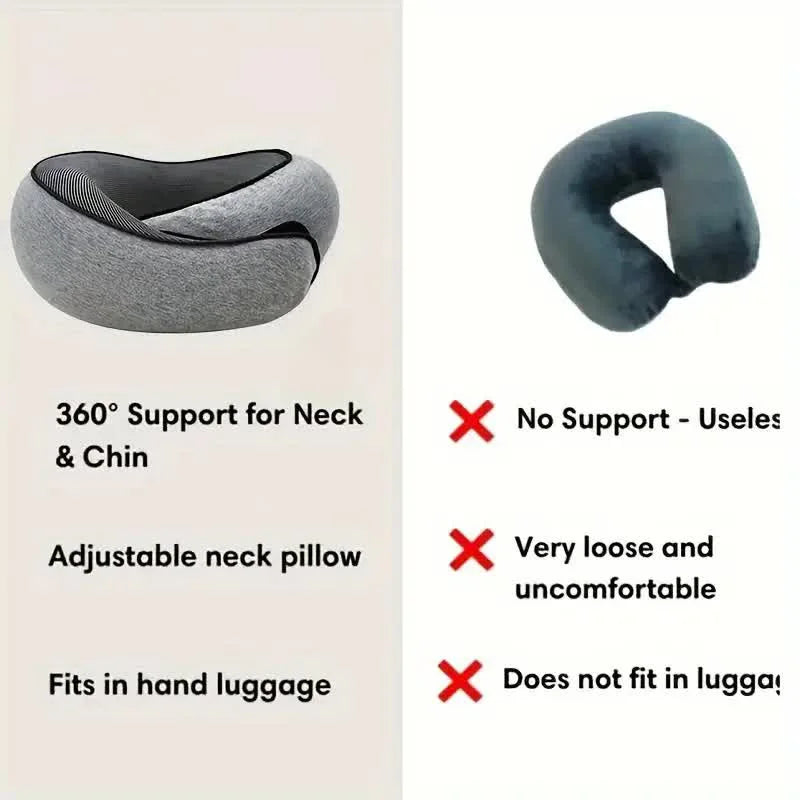 U-Shaped Memory Foam Travel Pillow - Adjustable Neck Support