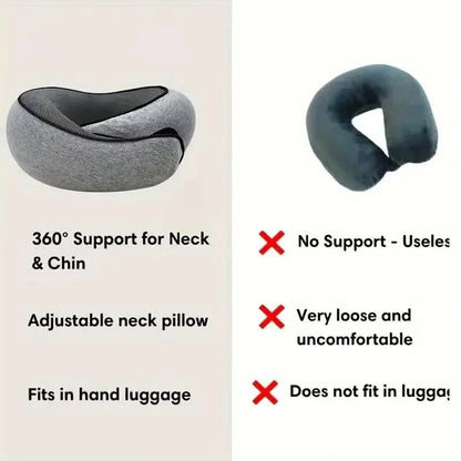 U-Shaped Memory Foam Travel Pillow - Adjustable Neck Support