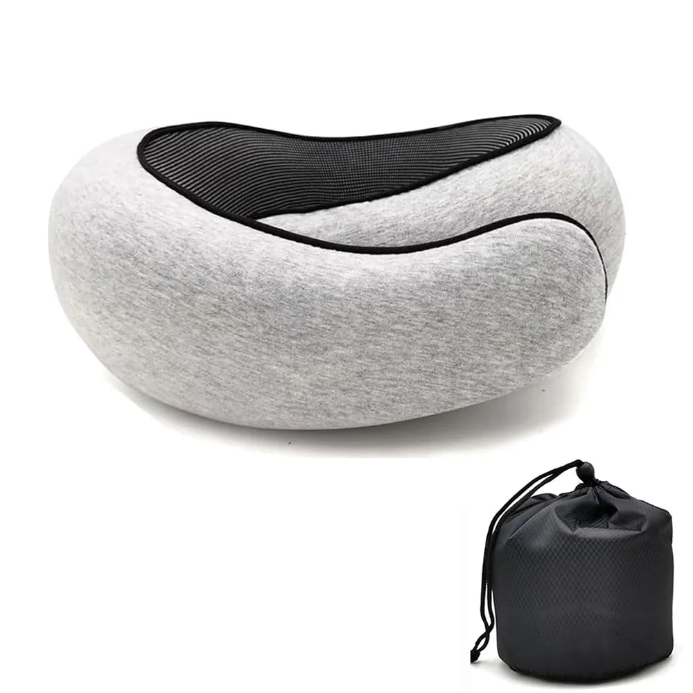 U-Shaped Memory Foam Travel Pillow - Adjustable Neck Support