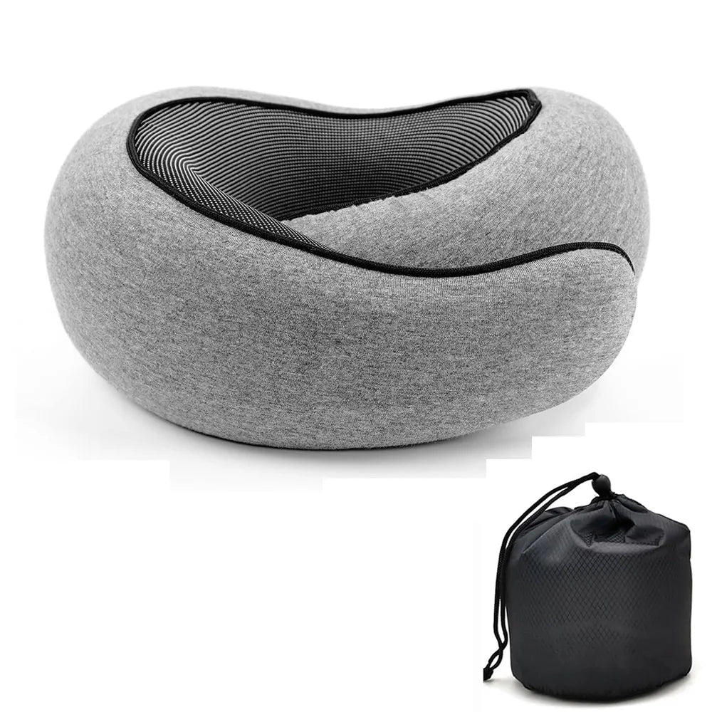 U-Shaped Memory Foam Travel Pillow - Adjustable Neck Support