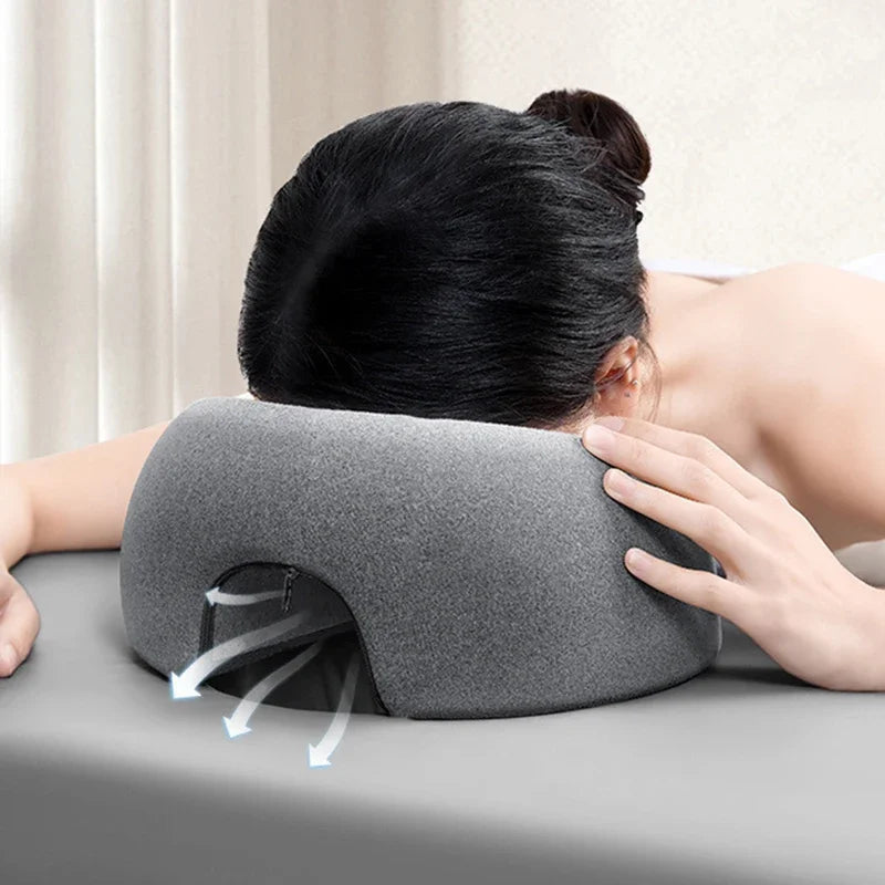 Ergonomic Memory Foam Pillow for Face-Down Rest with Towel