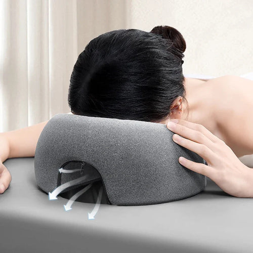 Ergonomic Memory Foam Pillow for Face-Down Rest with Towel