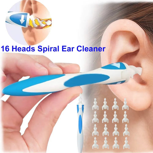 Spiral Earwax Removal Device with 16 Soft Tips for Adults and Children