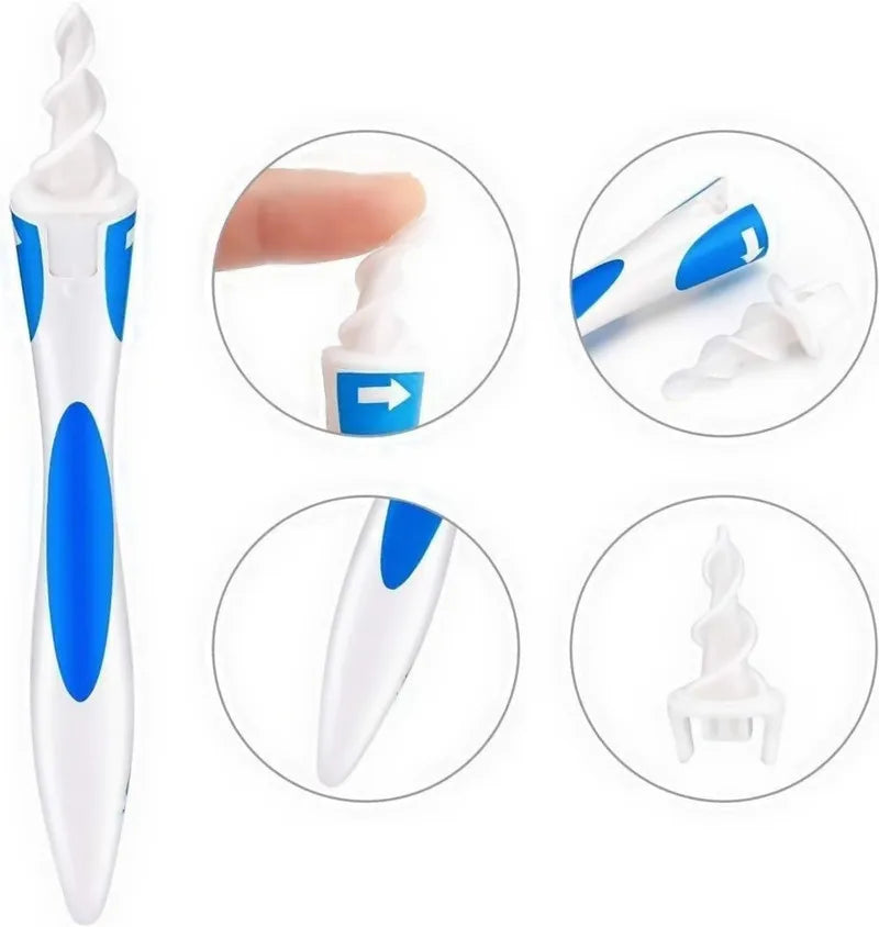 Spiral Earwax Removal Device with 16 Soft Tips for Adults and Children