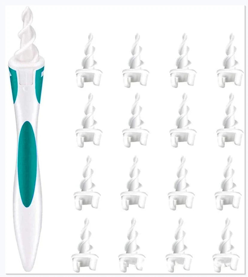 Spiral Earwax Removal Device with 16 Soft Tips for Adults and Children
