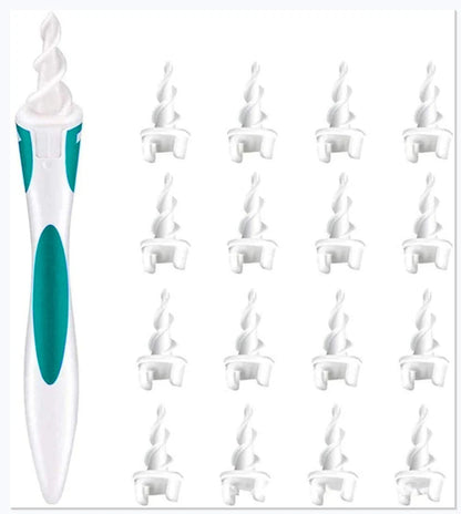 Spiral Earwax Removal Device with 16 Soft Tips for Adults and Children