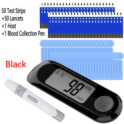 Portable Glucometer for Blood Glucose Monitoring with 50 Test Strips and Lancets – Quick Tests and Accurate Results