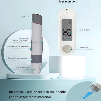 Portable Glucometer for Blood Glucose Monitoring with 50 Test Strips and Lancets – Quick Tests and Accurate Results