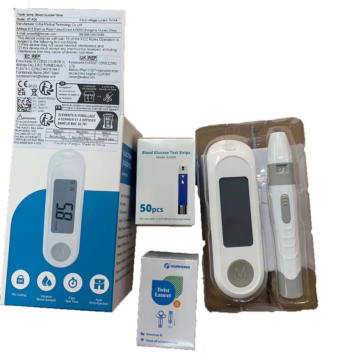 Portable Glucometer for Blood Glucose Monitoring with 50 Test Strips and Lancets – Quick Tests and Accurate Results