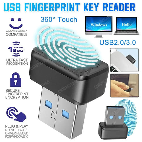 USB Fingerprint Reader for Windows with 360° Recognition – Biometric Security for PC, Quick Access and Encryption