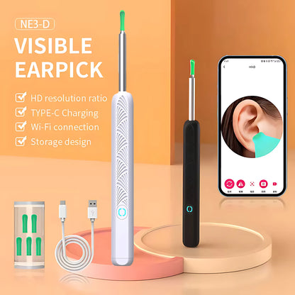 Wireless Ear Cleaner with 1296P Camera, USB-C Charging and WiFi
