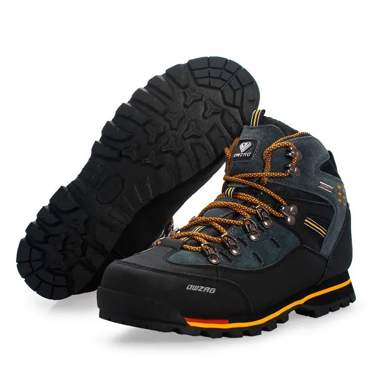 Men's Trekking Shoes - Leather Mountain Boots for Hiking and Mountaineering