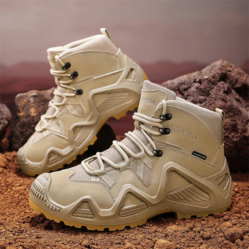 Men's Waterproof Tactical Boots for Hiking and Training with Non-Slip Soles
