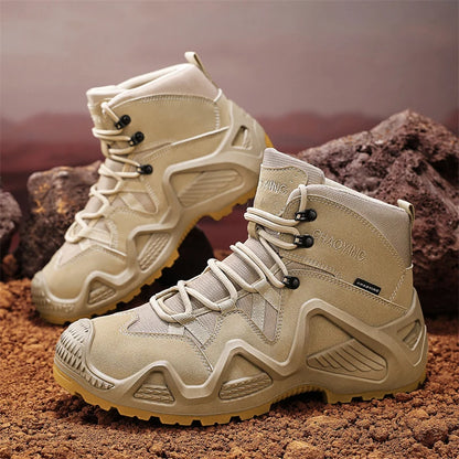 Men's Waterproof Tactical Boots for Hiking and Training with Non-Slip Soles