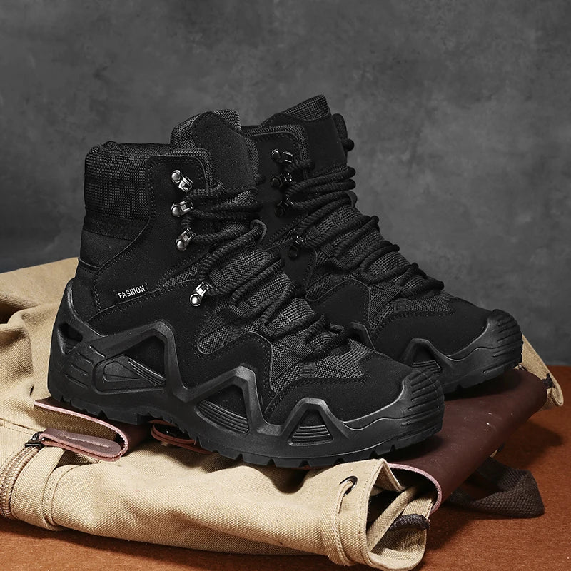 Men's Waterproof Tactical Boots for Hiking and Training with Non-Slip Soles