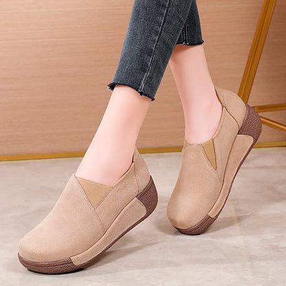 Suede Leather Platform Moccasins