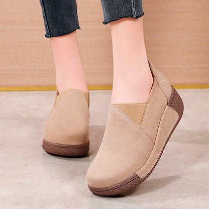 Suede Leather Platform Moccasins