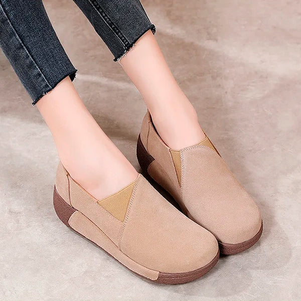 Suede Leather Platform Moccasins