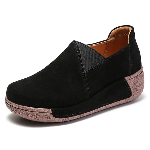 Suede Leather Platform Moccasins