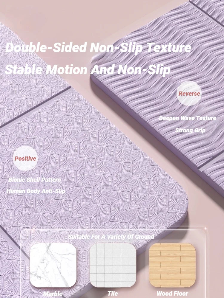 Foldable Eco-Friendly Non-Slip Yoga Mat for Fitness and Pilates 183x61 cm