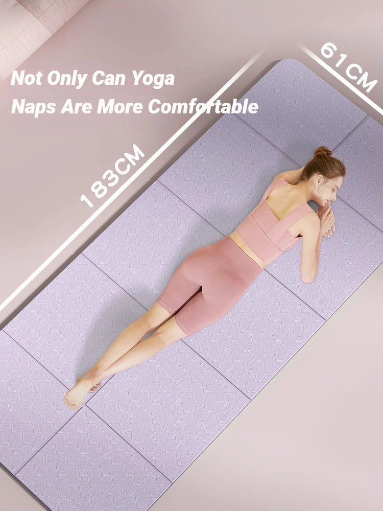 Foldable Eco-Friendly Non-Slip Yoga Mat for Fitness and Pilates 183x61 cm