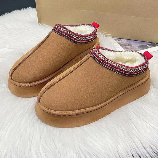 Women's Warm Wool Slippers with Platform Shoes