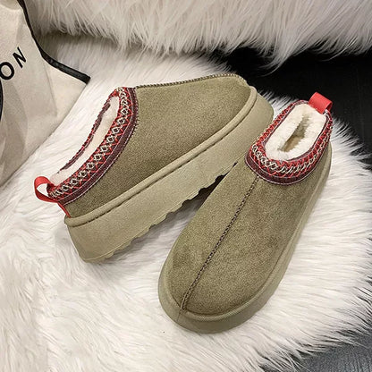 Women's Warm Wool Slippers with Platform Shoes