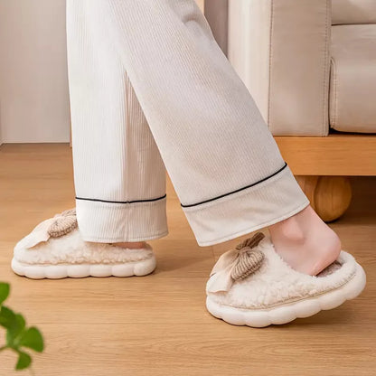 Women's warm winter fur slippers