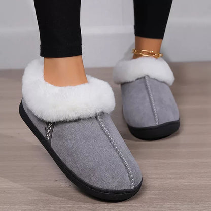 Plush house slippers with thick sole