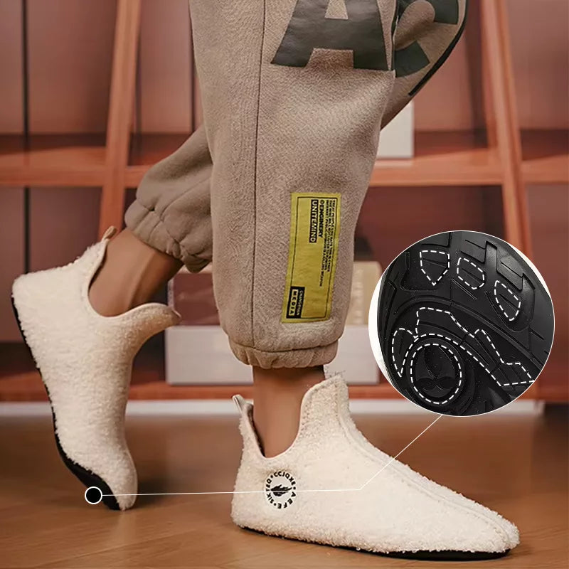 Winter Plush Slippers with Closed Toe and Non-Slip Sole