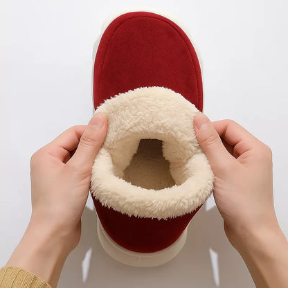 Winter plush slippers with thick sole