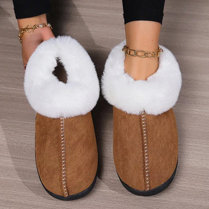 Plush house slippers with thick sole